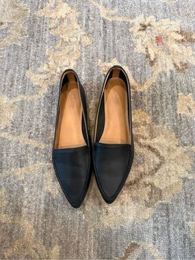 J. Crew Factory Black Pointed Leather Loafers size 8